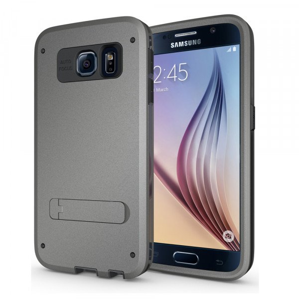 Wholesale Galaxy S6 Strong Armor Hybrid with Stand (Space Gray)